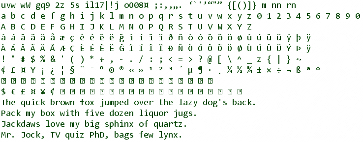 Consolas font sample