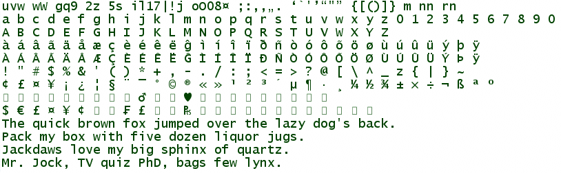 Lucida Console font sample