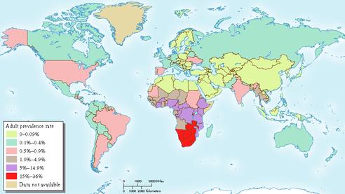 Map of AIDS in the world