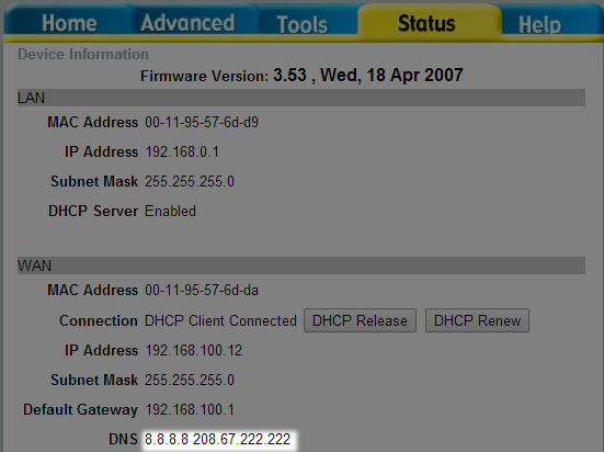 Discovering your DNS in the router