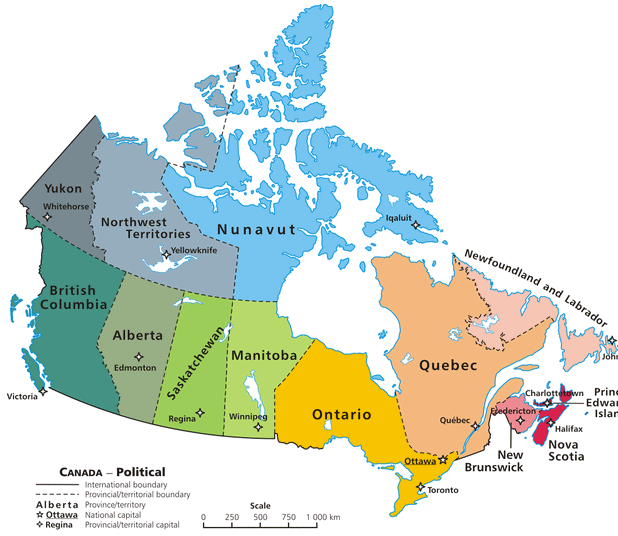 Political map of Canada